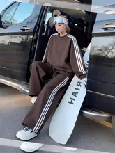 学院風 韓国スタイル ゆったりデザインのカジュアルなスポーツウェア【春秋用・女性用・トレンド・二点セット（セットアップ対応）】