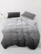 グラデーションカラー 綿100% ベッドカバーセット【シンプルデザイン・ブラック・ダブル用・150×200×230cm・枕カバー付き】