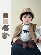 子供用カジュアル外出着【クッション入り恐竜デザイン・ジャンプスーツとベスト・秋用】（セットアップ対応）