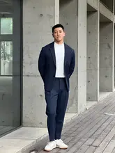 シンプルなビジネスカジュアルジャケット【平驳領・胸ポケット付き】
