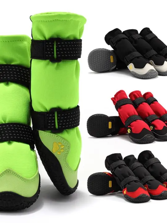 犬用ロングブーツ 防水 滑り止め ゴム底 耐磨 冬用ブーツ 雪用ブーツ