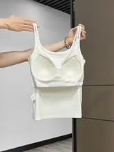 バストパッド付き ブラトップ 白いキャミソール【秋用・ストラップ付き・フィット感】