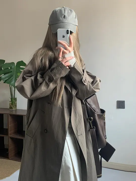 高級感あふれる韓国風トレンチコート【女性用・ミディアム丈】