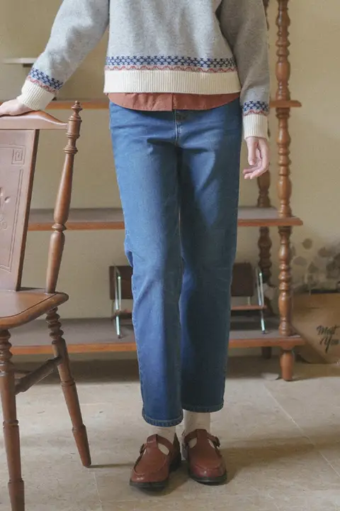 デニムパンツ 裏起毛 多用途 ライクラ ストレッチ ストレート 加毛 ロングパンツ スリム 深い青