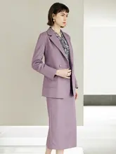 シンプルで魅力的な春用女性用スーツジャケ ットとミディスカート【２点コーディネート・大人の魅力】（セットアップ対応）