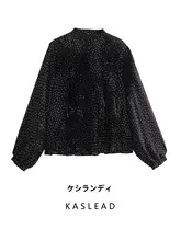 ドット柄重ね着シャツ【女性用・欧風・レイヤードデザイン】