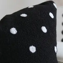クッションカバー ボア 刺繍 水玉 モノクロ ワビサビ リビング ソファ インテリア