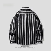 コットン製ストライプシャツ【ビンテージ風・長袖・メンズ用】