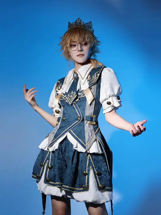 デザイナーのギフト！オリジナル契約魔法王子風ロリータ外衣シャツとショートパンツの可愛い日常コーデ（セットアップ対応）