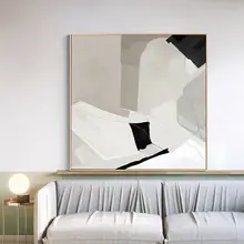 モダンなシンプルデザインの抽象アートリビングルーム装飾画【白黒グレー・高級感・ソファ背景用】