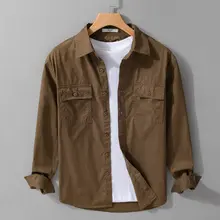 シンプルで使いやすい！メンズゆったり工装シャツ【カジュアルスタイル・ストリートファッション】