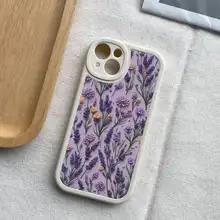 紫の花柄のレトロアートスマホケース【iPhone対応・Android対応・全面保護】