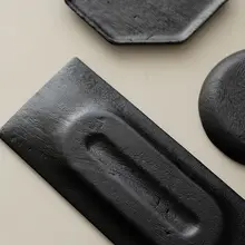 侘寂風 炭化木トレイ【自然素材・茶道用・ハンドメイド】