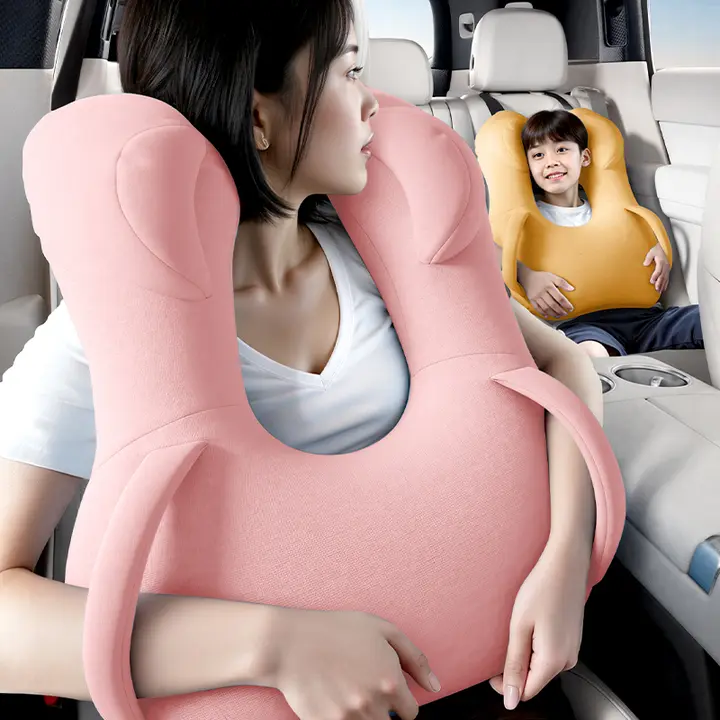 子供用 車載抱き枕【安全設計・後部座席用・首を支える】（セットアップ対応）