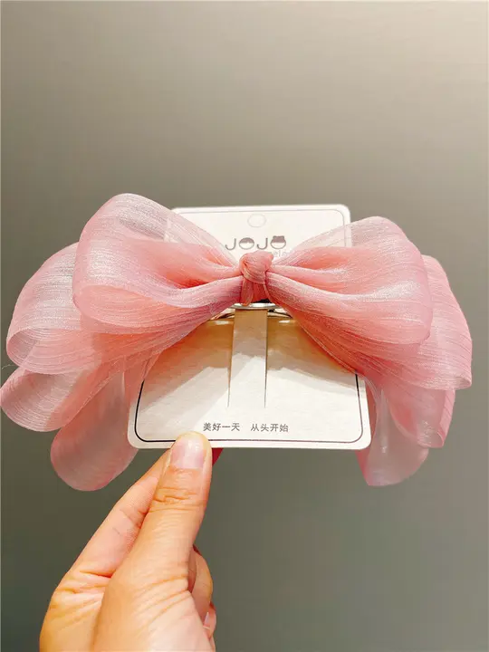 かわいい四層のシフォンリボンヘアクリップ【子供用・甘いデザイン・髪飾り】