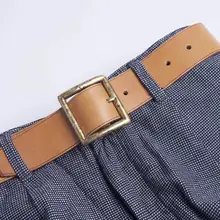 手作りのブラスバックル付きレトロ牛革ベルト【エルムウッドデザイン】