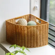 Kens 扇形角落収納バスケット【擬似籐編み・リビング・玄関用・隙間収納】