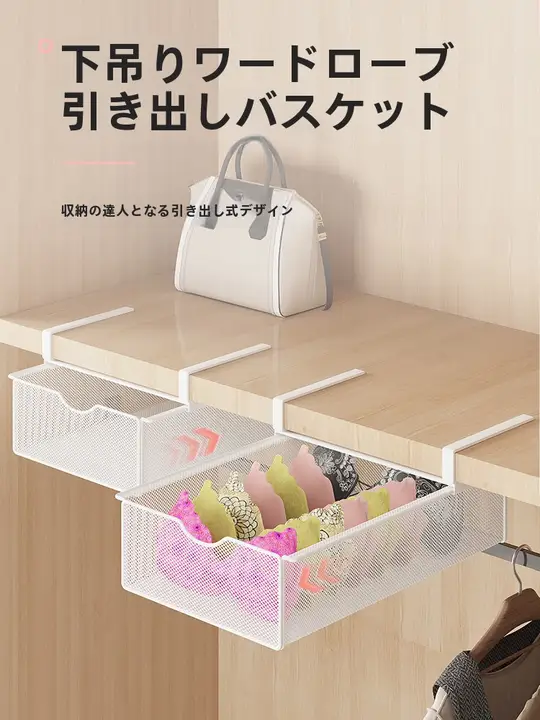 引き出し式下着収納ボックス【靴下やパンツ整理用・寝室やクローゼットに最適】（セットアップ対応）
