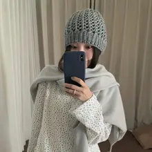 ニットキャップ レディース ウール混 透かし編み 小顔効果 ヴィンテージ 韓流 秋