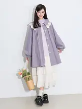 春用 蕾絲付きカラーコート【紫・ショート丈・小柄向け】