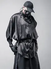 半袖シャツ【偽二重構造・ゆったりとしたシルエット・暗黒系・リボンデザイン】
