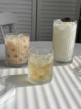 クラシックストライプのガラスコーヒーカップ【アイスラテ・冷抽出モカ・家庭用】