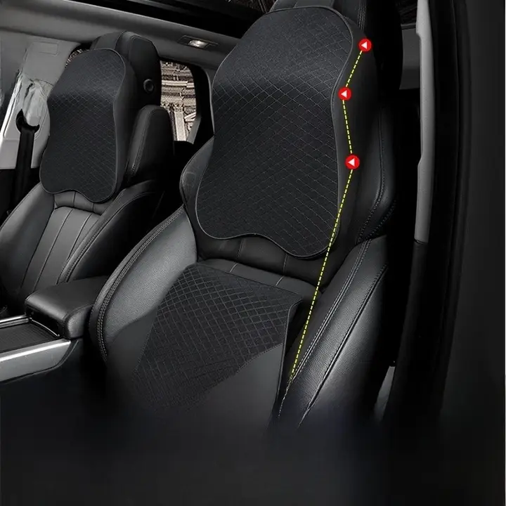 車用ヘッドレスト【首サポート・記憶フォーム・腰用クッション】