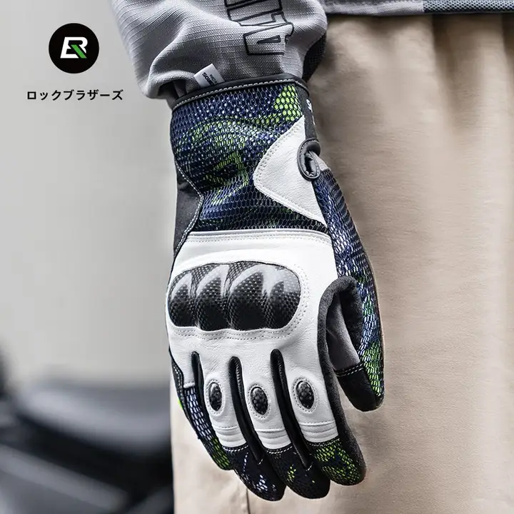 LOCK BROTHERS バイク用フルフィンガーグローブ【通気性・オールシーズン・防滑設計】