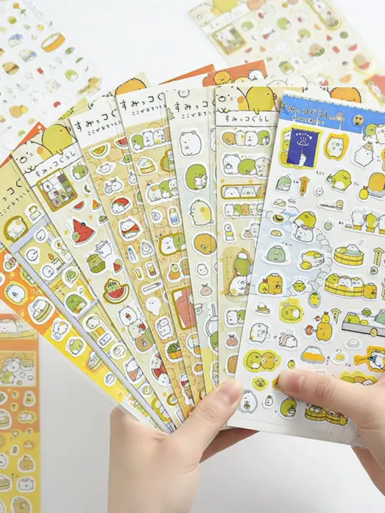 日本産角落生物 デザイン貼り付けシール【カートゥーン動物・金箔装飾・学生向け・8種類選べる】