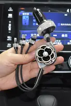 車載用 伸縮式多機能急速充電ケーブル【ダブルUSB・デザイン付き】