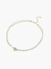 バロック風 ハートデザイン 人工真珠ネックレス【ダブルレイヤー・春夏用・デコルテアクセサリー】