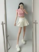 蝶結びデザインの短袖フィットTシャツ【露出感のあるクロップド丈・女子向け】