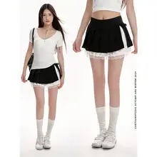 黒のJKスタイル ハイウエストプリーツスカート【夏用・Aライン・美脚効果】