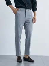 秋冬用 メンズ スリムフィット直筒パンツ【深灰色・ビジネスカジュアル】