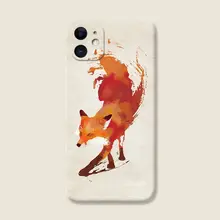 可愛い水墨画の狐デザインのiPhoneケース【シンプル・スタイリッシュ】（セットアップ対応）