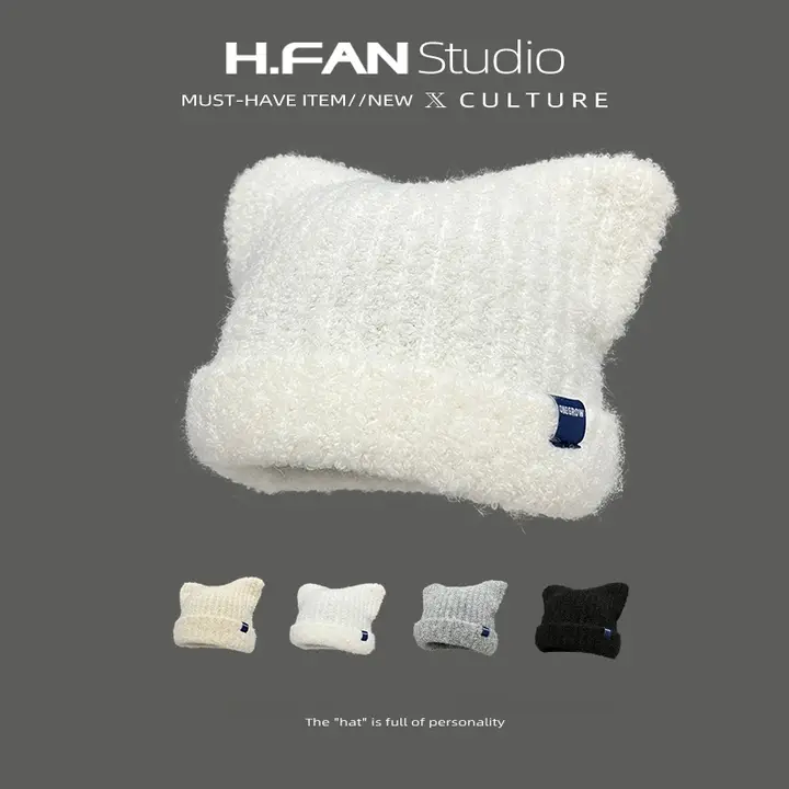 猫耳 ニット帽 女性 ファッション 柔らかいフリース コーディネートしやすい