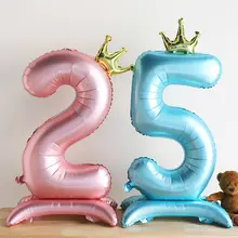 ピンクの王冠付きアルミ風船数字装飾【誕生日用・女の子・シーン設営】