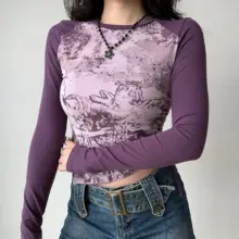 Go Girl Go プリント長袖Tシャツ【不規則ヘム・ウエスト調整可能・レディース】