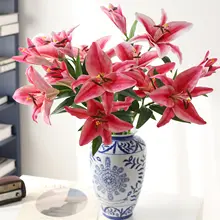 シンプルで上質な造花のユリブーケ【ピンク・インテリア装飾用・リビング・寝室用】