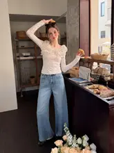 ドットデザイン 長袖Tシャツ【レディース・立体コウモリ袖・スリムフィット・白色】
