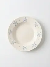 シンプルな海洋デザインの陶器プレート【朝食用・パン・スープ・西洋料理用】