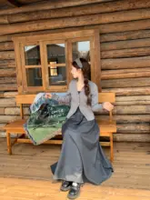 秋季レトロロングプリーツスカート【ハイウエスト・フレアデザイン・小柄向け・足首丈】（セットアップ対応）