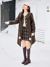 羊毛とラメの粗いツイードコート【大きいサイズ・冬用・ミディ丈】