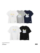 半袖Tシャツ ユニセックス クルーネック 絵本風 子犬プリント オーバーサイズ ルーズ ペア 夏 韓流 トップス「PSO Brand」