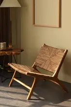 レトロな籐編み木製背もたれリクライニングチェア【シングルソファ・バルコニー用・ハウスデザイン】