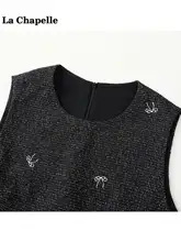 リボン刺繍ベストワンピース【冬用・ストレートシルエット・ショートスカート】