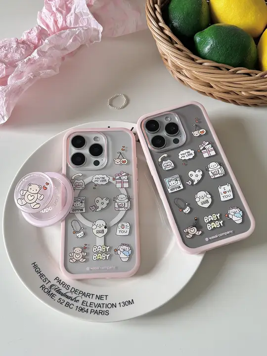 スマホケース iPhone対応 マグネット式 スタンド付き 犬 イラスト 可愛い ユニークデザイン インスタ映え 耐衝撃 シリコン 「WASAI」