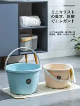 厚手の円形持ち手付きプラスチックバケツ【フタ付き・洗濯用・家庭用】（セットアップ対応）