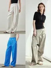 高腰 透け防止デザイン レディースパンツ【エア素材・夏用・ワイドストレート】