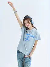 発泡プリントロゴ付き 体にフィットするショート袖Tシャツ【涼感素材・女性用】